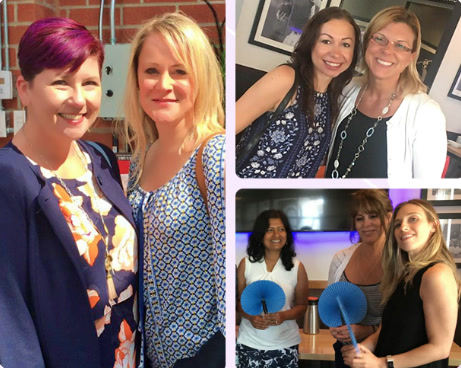 BusiWomen members smiling together at networking events